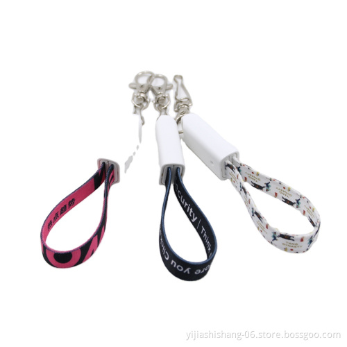 Hot Sale 3 in 1 Keychain Lanyard USB Data Cable Shenzhen Gift Logo Custom Nylon Braided Micro USB C Charging Cable